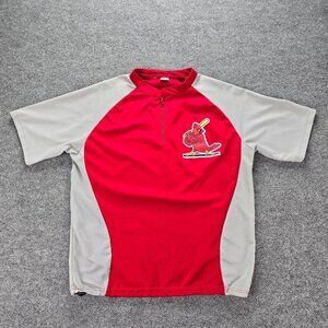 St Louis Cardinals Shirt Mens XL Red Gray 1/4 Zip Shirt Baseball Sports Training
